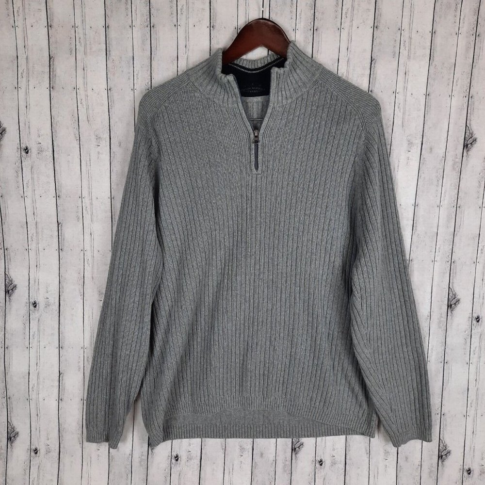 Tommy Bahama Ribbed 1/4 Zip Sweater Men's Large Gray